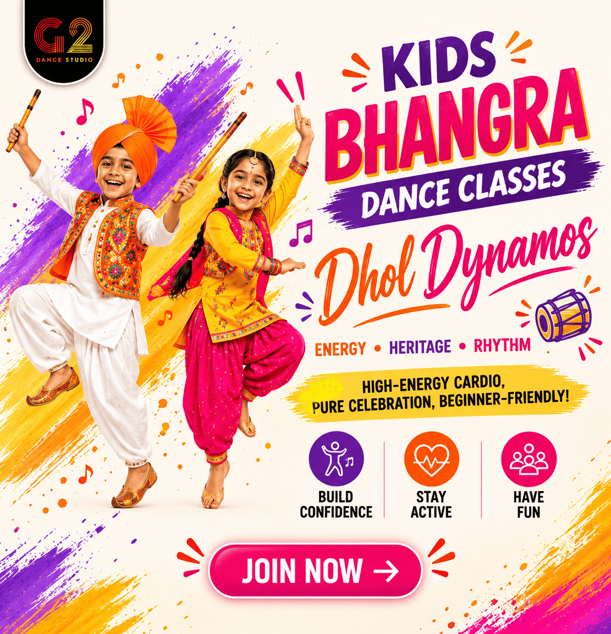 Kids Bhangra Dance Classes at G2